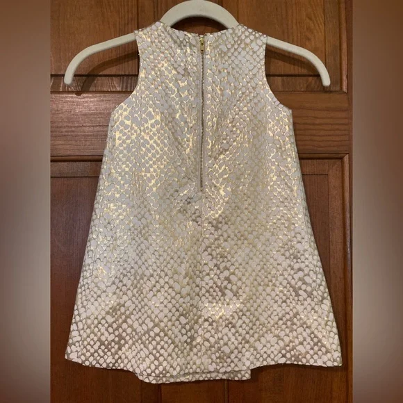 Metallic Gold Circle Dots Dress Girls 3-4 Formal Glam Resort Party - Picture 3 of 7